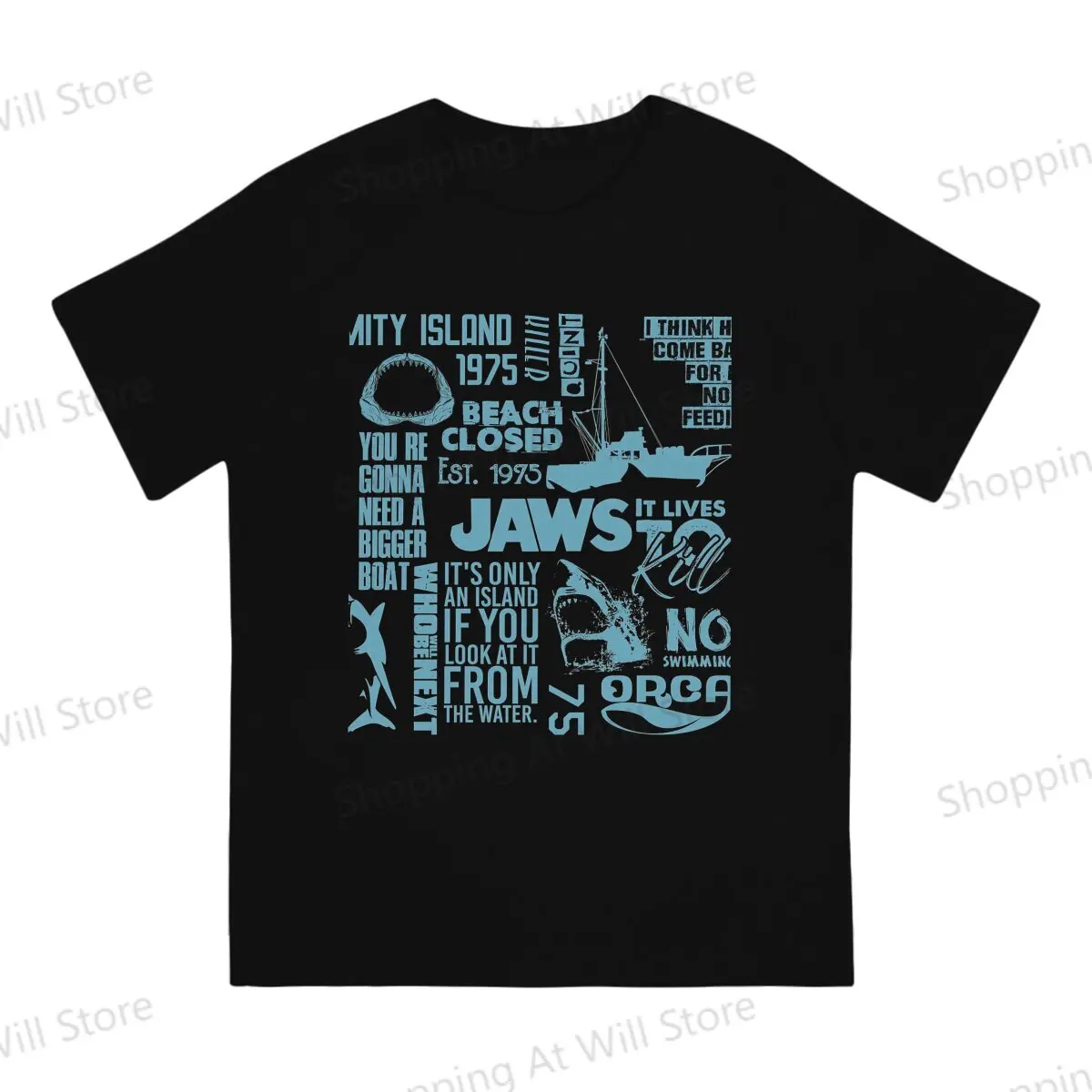 Tops 100% Cotton Fun Fashion Jaws movie quotes Men's and women's T-shirts  O neck short sleeved Tshirt