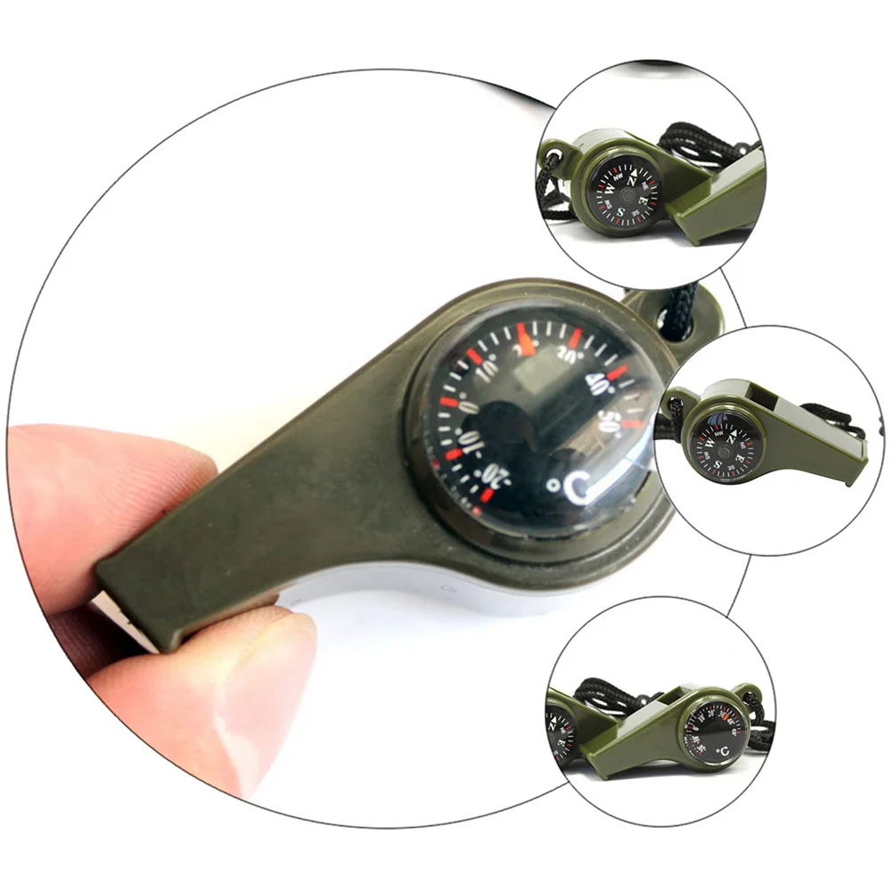 3 قطعة صفارات إنقاذ في الهواء الطلق بصوت عال البوصلة ميزان الحرارة الطوارئ التنزه التخييم الأساسية صفارة إنقاذ البوصلة صافرة #6