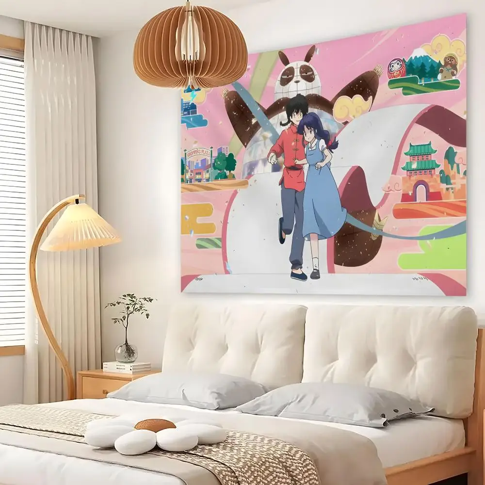 R-Ranma Tapestry Custom Living Bedroom Party Dormitory Interior Wall Bohemian Decoration Attached Clip