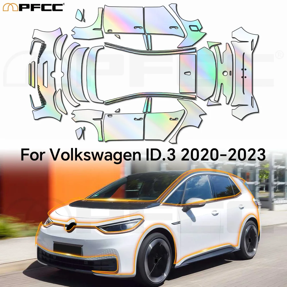 

For Volkswagen ID.3 2022-2023 Precut Paint Protection Film 8.5mil TPU Scratch Resistant Full Vehicle Transparent Invisible Kit