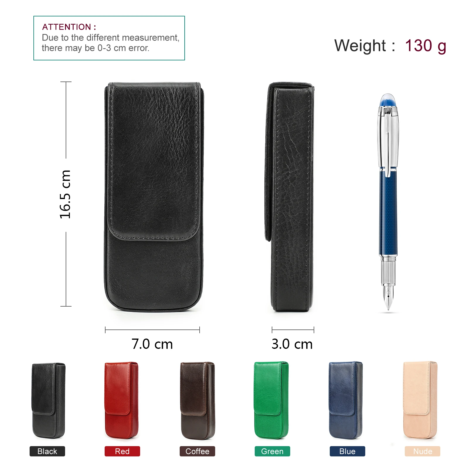 Genuine Leather Luxury 3 Slots Fountain Pen Case Magnetic Closure Pen Storage Pouch Bag Business Office Unisex School Stationery