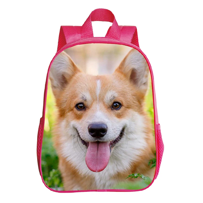 

12 Inch Bulldog School Bags Girls Pink Bookbag German Shepherd Kindergarten Bags Toddler Bagpacks Kids Husky Dog Backpacks Gift