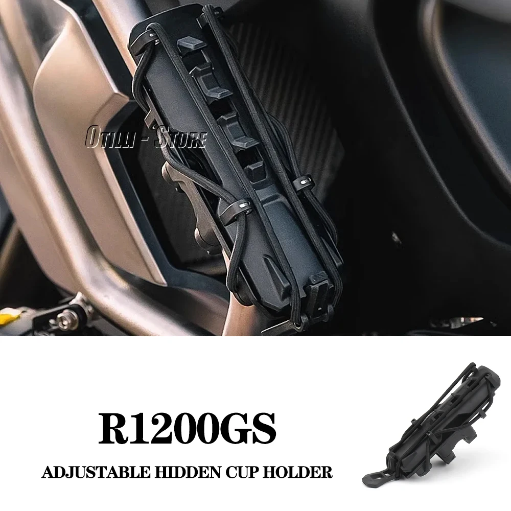 

Motorcycle Water Bottle Holder 22-25MM Bumper Adjustable Hidden Cup Beverage Holder For R1200GS R1250GS R1300GS ADV 800MT MT-09
