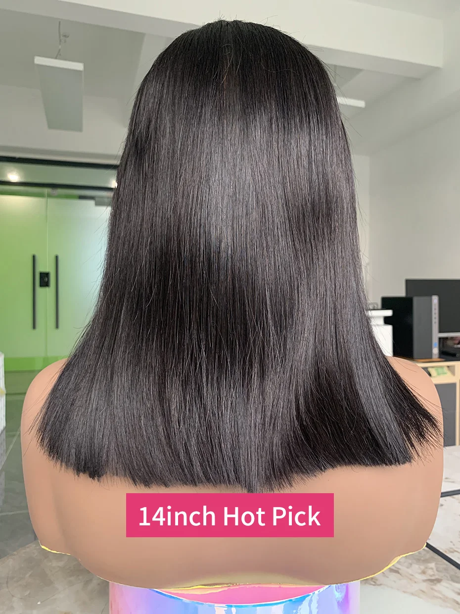 Cabelo cru vietnamita 250 densidade 100 cabelo humano perucas frontais do laço em linha reta natural preto 13x6 bob peruca frente do laço perucas de cabelo humano