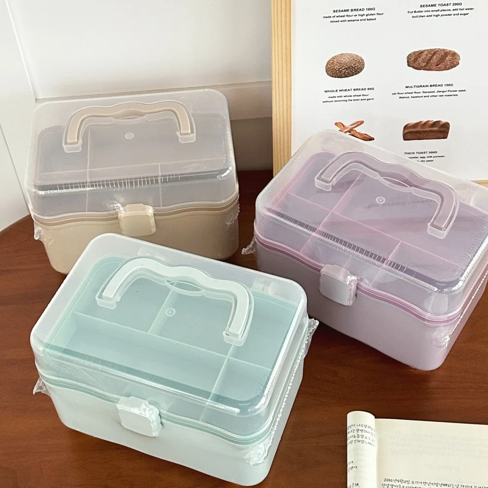 

Cosmetic Case 2 Layer Storage Box Jewelry Case Nail Art Box Storage Case Large Capacity Plastic Desktop Organizer