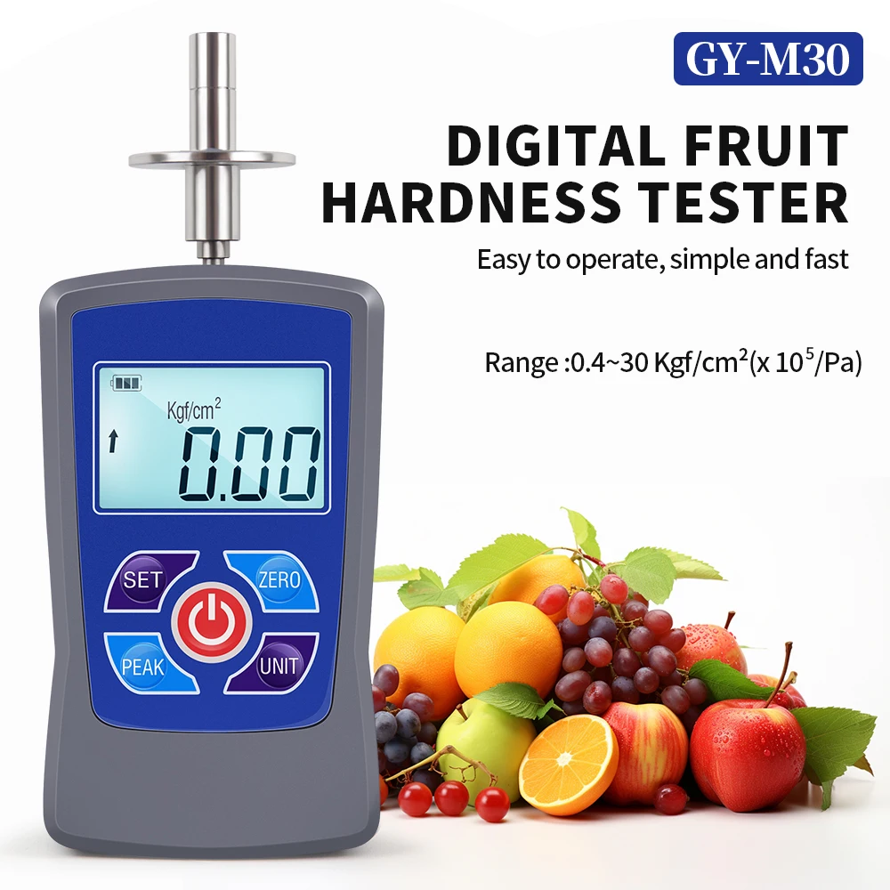 Digital Fruit Dureza Tester Penetrômetro de Frutas Durômetro de 0.2 a 15 a 25.4 a 30 kg Gama Gy-m30 M15