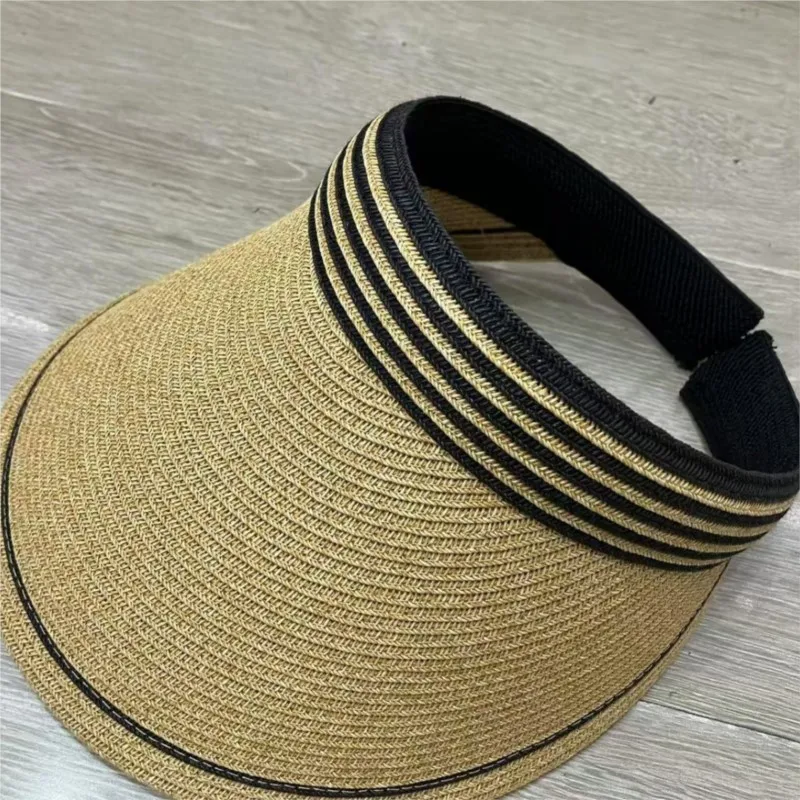 Striped webbing casual ducktongue hollow top hat versatile hairband for summer outings women's