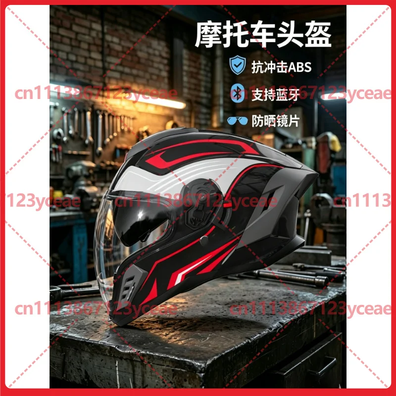 For DOT Certified Dual Lens Full Face Helmet All Season Sun Protection Motorcycle Safety Helmet With Drinking Function Fit Rider