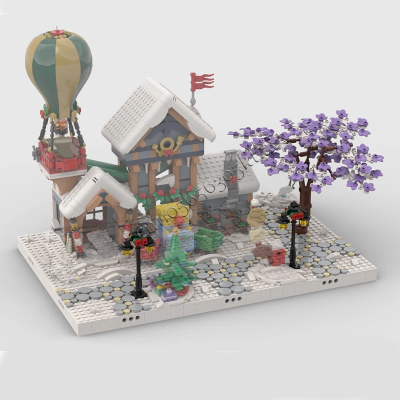 676 Parts MOC Christmas Series Post Office Model Building Block Bricks DIY Creative Assembly Set Educational Toys Surprise Gifts