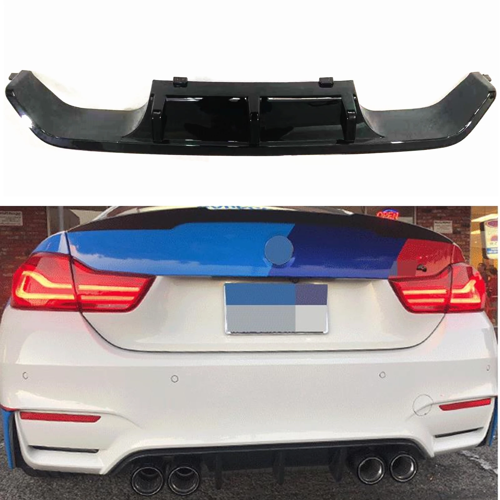 

Rear Bumper Diffuser Lip For BMW F80 M3 & F82 F83 M4 2015-2020 Gloss Black/ABS Carbon Fiber Look Car Boot Splitter Spoiler Plate