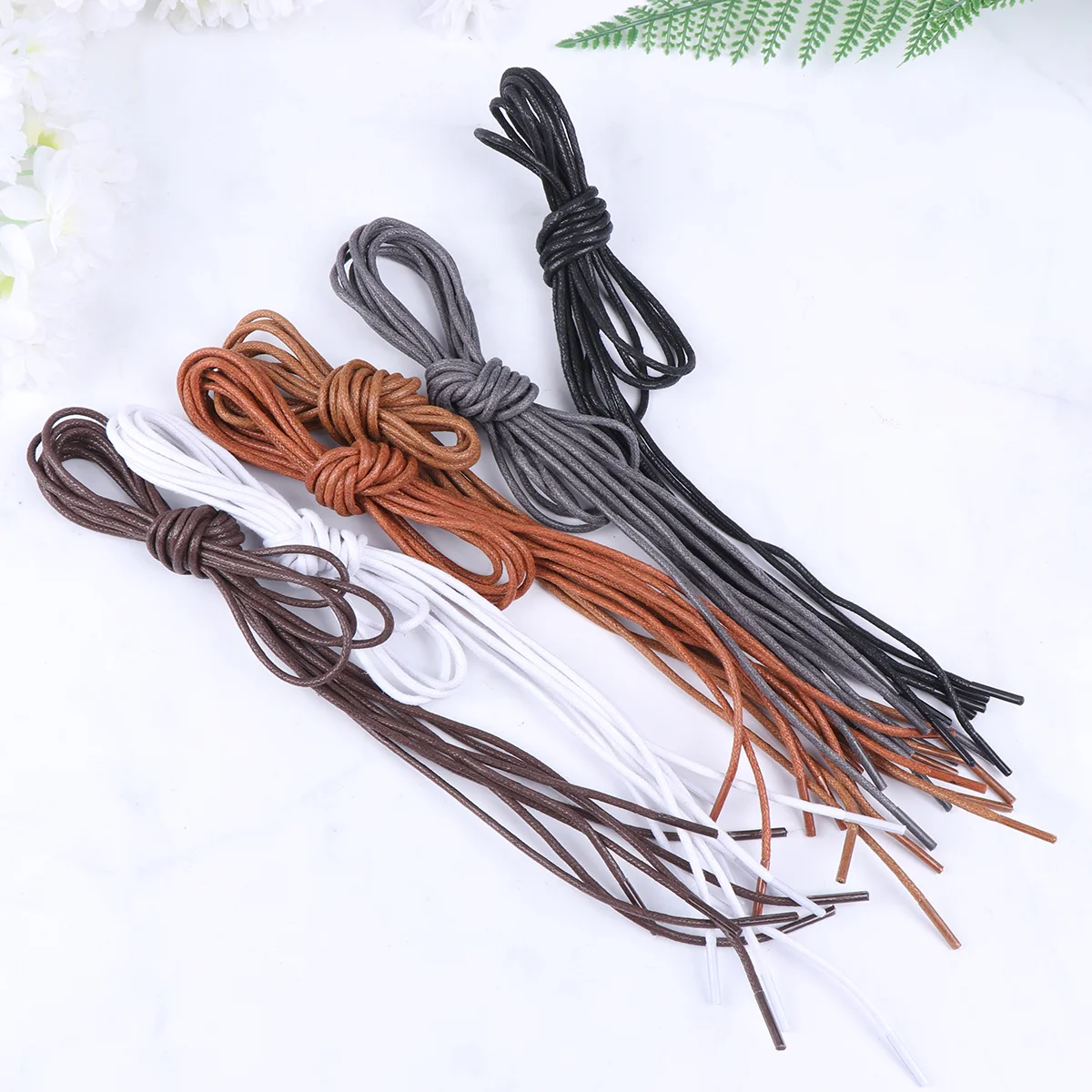 12 Pairs Waxed Shoelace Round Laces White Sneakers Cord for Men Shoes Accessories Thin Sports