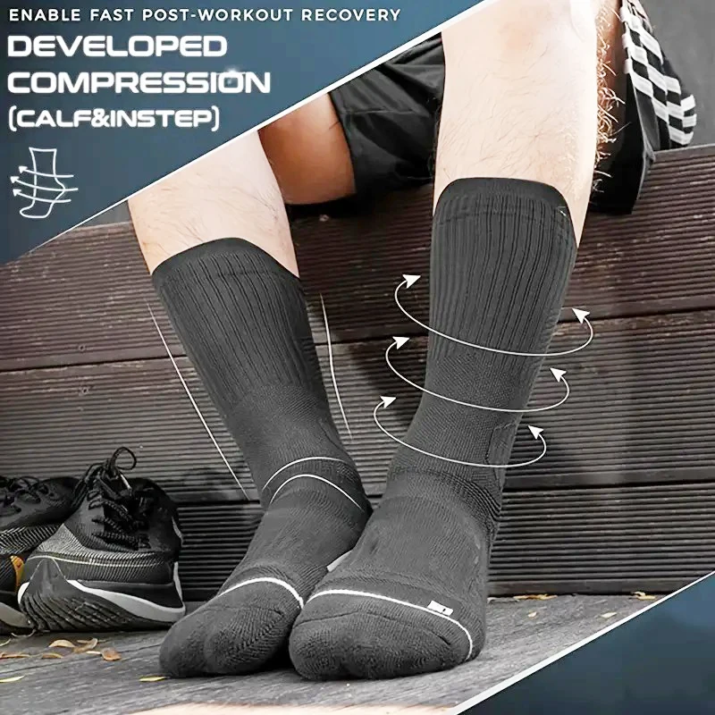 1/5 Pairs Men Sports Socks Cushioning 4.0 Technology Odor Proof Sweat Absorbing Breathable Running Basketball Compression Socks