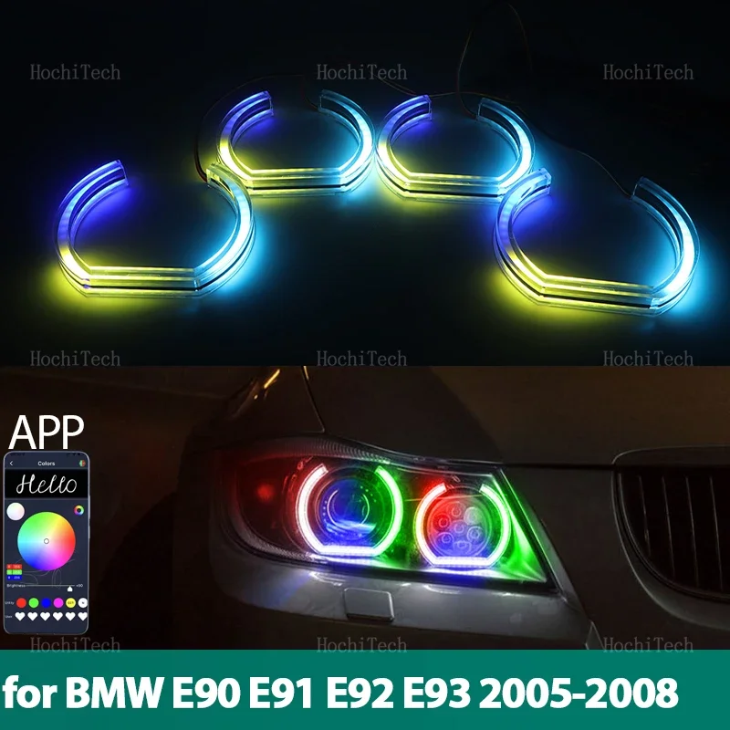 

For BMW 3 Series E90 E91 Pre-LCI 2005-2008 RGB Dynamic Revolving Angel Eyes LED APP control Sequential Flowing Multicolor Rings