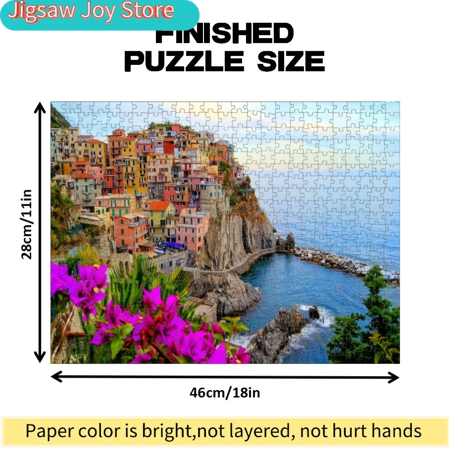 1 Box () Paper Puzzle Pieces - Fit Together Perfectly for Adults "Cinque Terre" Game - Ideal for Parties, Family & Friends Act