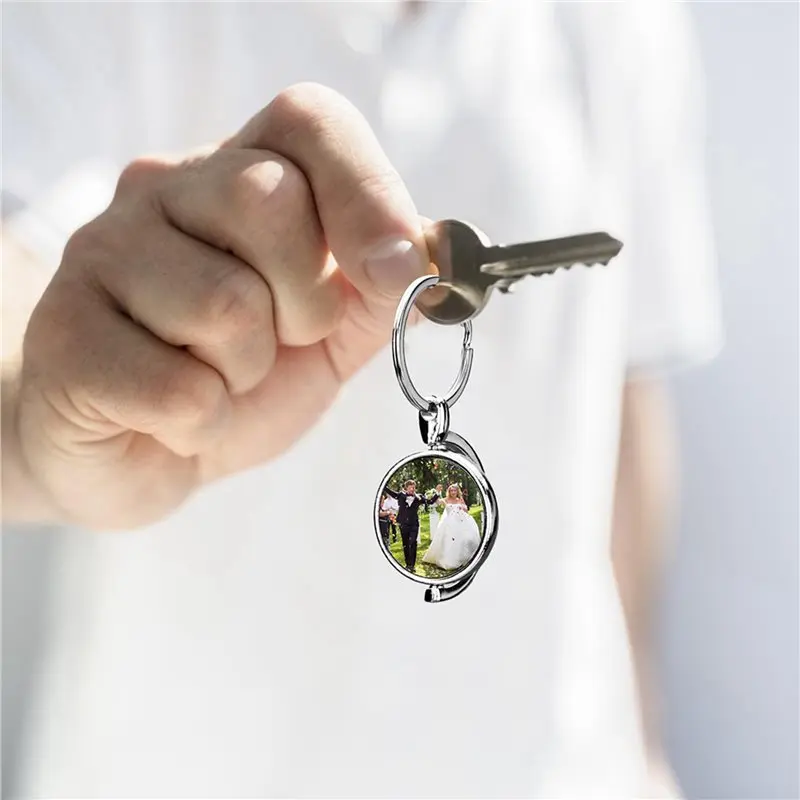 CYCLI-30 Pack 360° Rotating Metal Sublimation Keychain Blanks, Double-Sided Sublimation Blanks DIY Key Chain Circle
