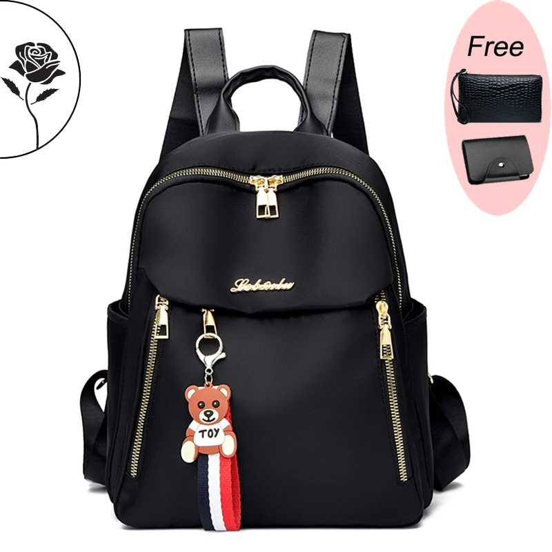 2024 New Large Capacity Simple Style Women Backpack Leisure Travel Anti-theft Backpack Waterproof Fabric Female Shoulder Bag