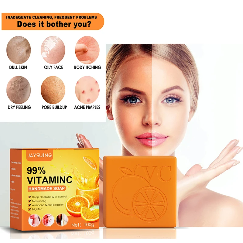 Vitamina C Sabonete Hidratante Corporal Limpeza Livrar-se da Acne Articulações Cotovelos Melanina Clareamento Sabão de Mão Iluminar a Pele