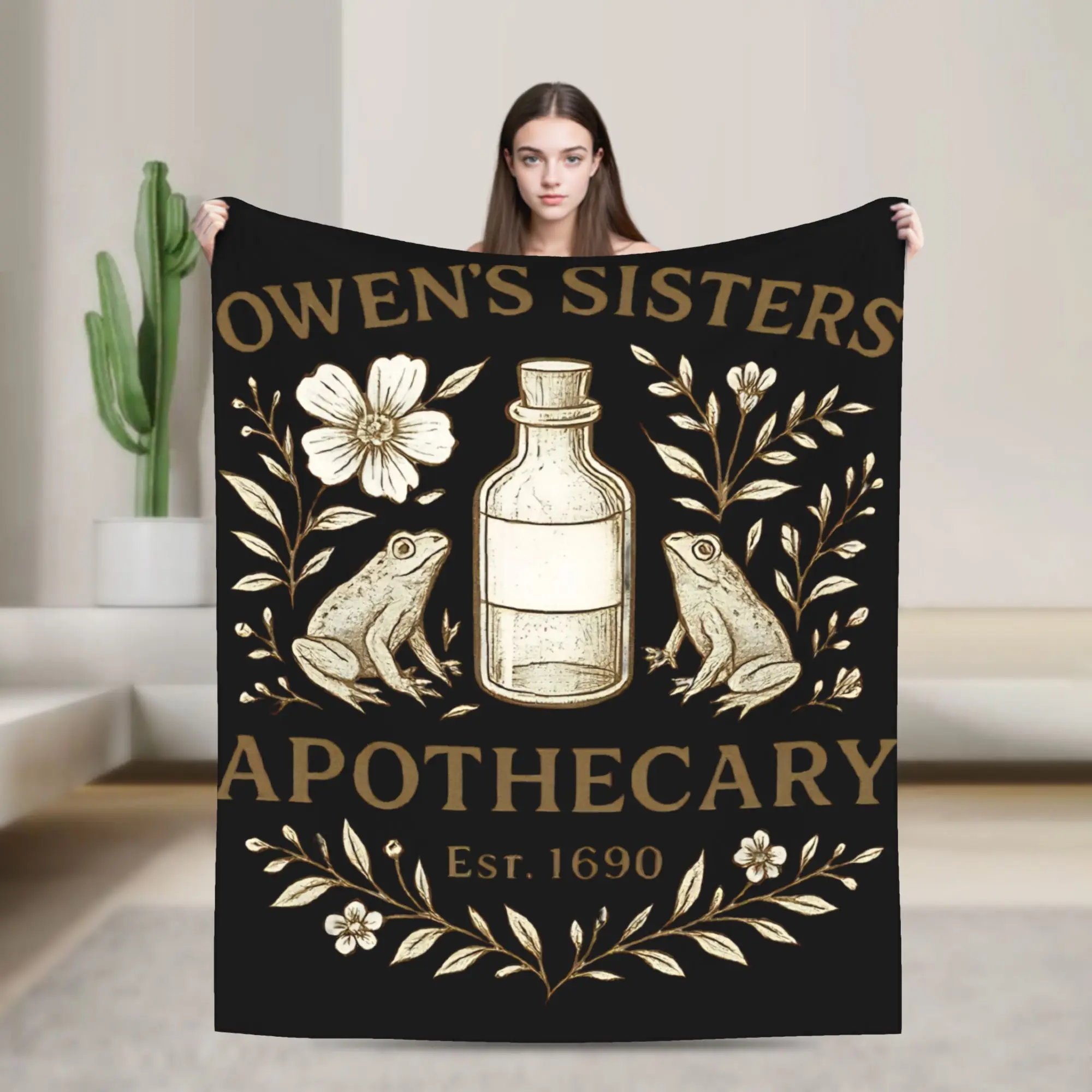 Owen's Sister Apothecary Cute Halloween Cottage Core Blankets Practical Magic  Flannel Vintage Warm Throw Blanket for Bedspread