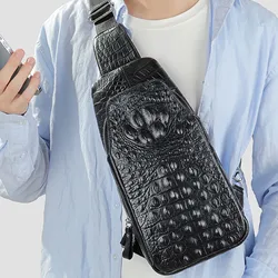 Crocodile-Pattern Embossed Chest Bag Lightweight Hiking Cycling Small Backpack Gift For Birthday Christmas