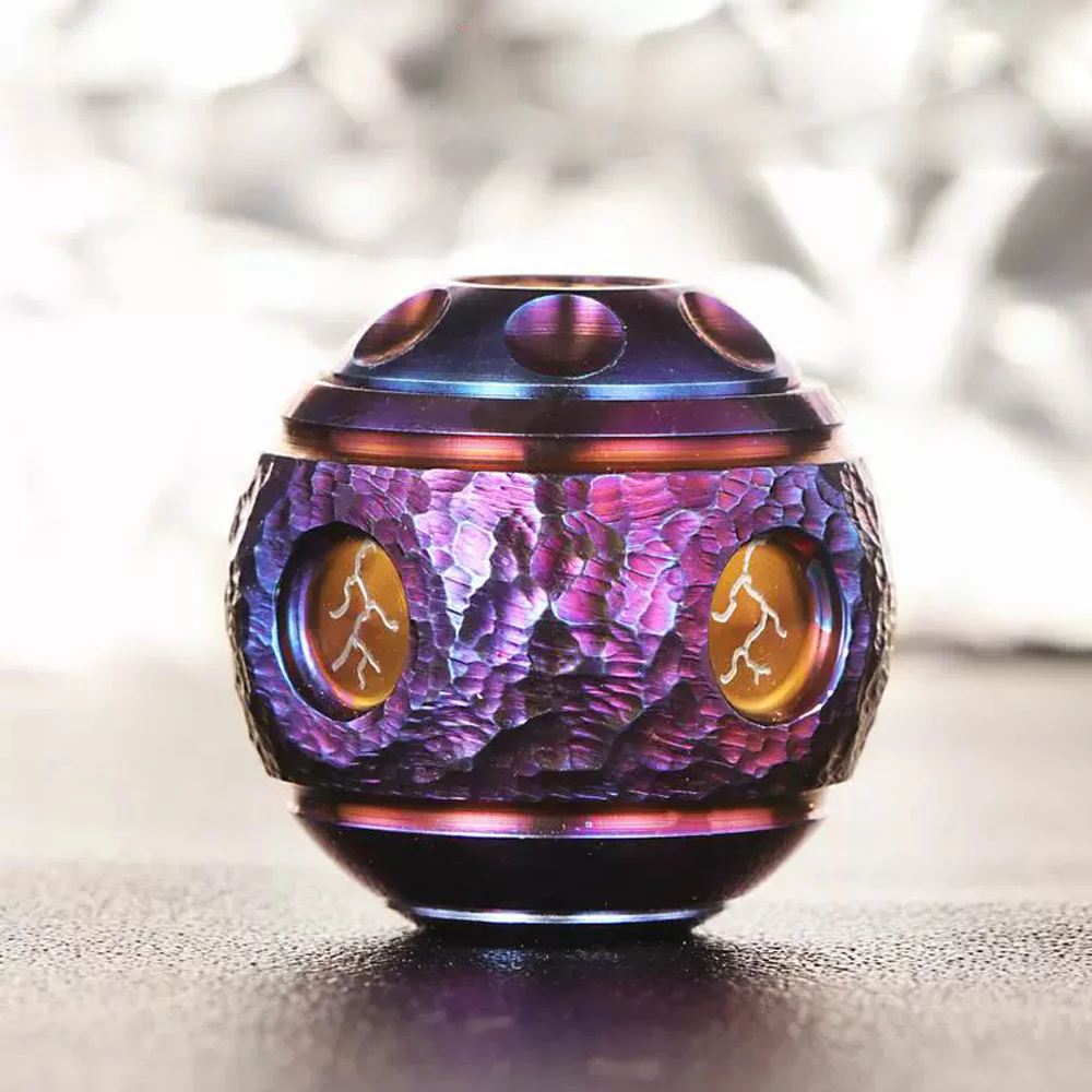 

Handmade Craters Bead Ball Shape Titanium Alloy Paracord Accessory DIY Keychain Rope Pendant EDC Tool