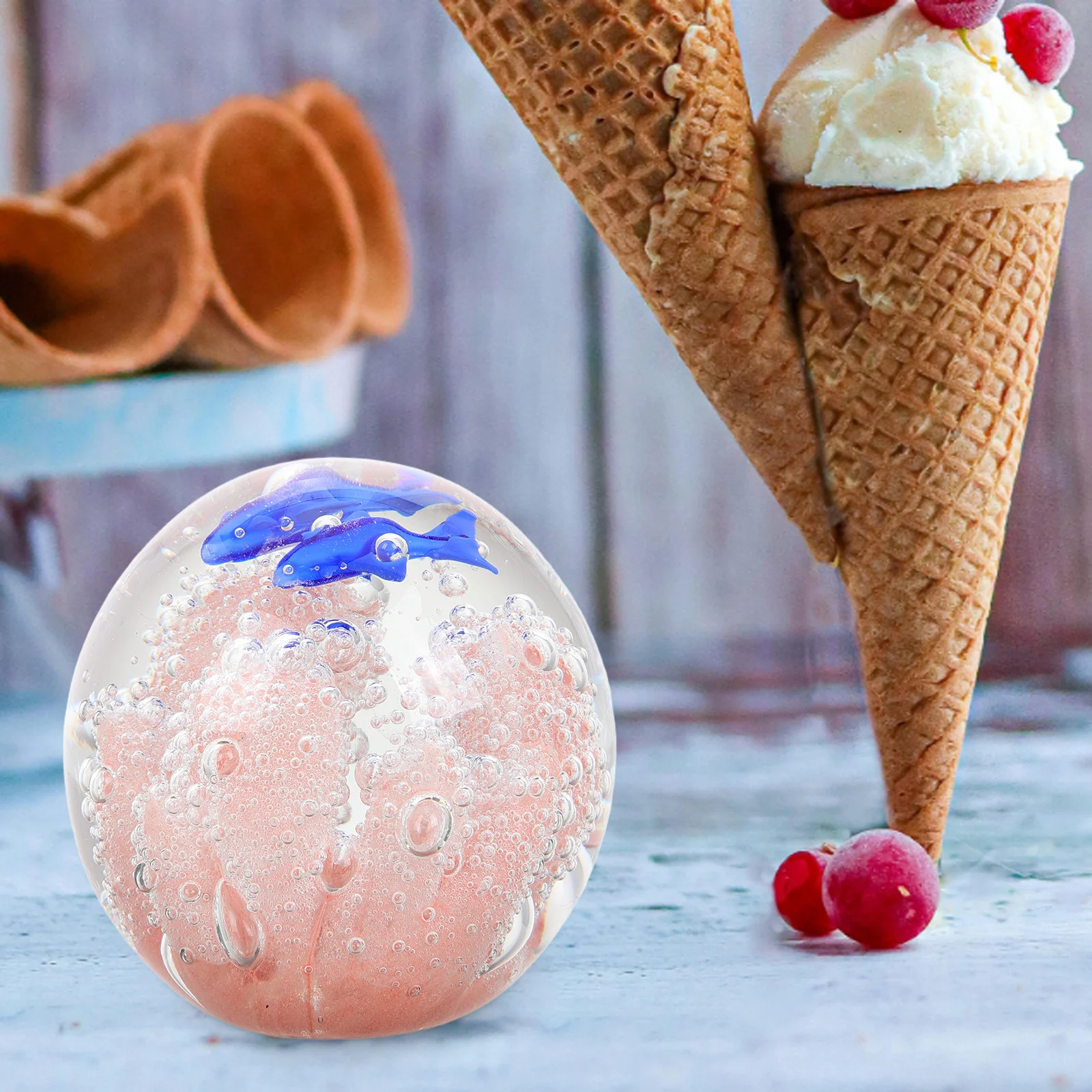 

Sturdy 3D Glass Coral Fish Crystal Ball Realistic to Present Great for Kids Parties Home Decoration