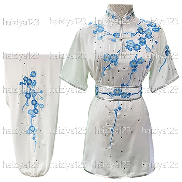 

Униформа с вышивкой сливового ушу, одежда для кунг-фу, костюм для боевых искусств, наряд Чанцюань, гонка для мужчин, женщин, девочек, мальчиков, детей, взрослых, унисекс