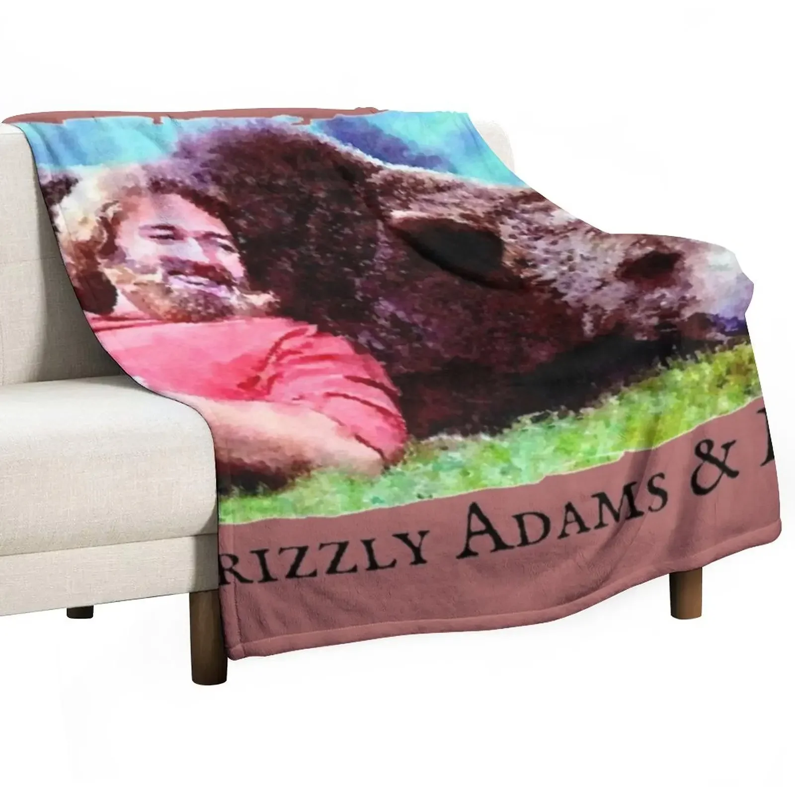 

Grizzly Adams & Ben Throw Blanket warm winter Bed Stuffeds Blankets