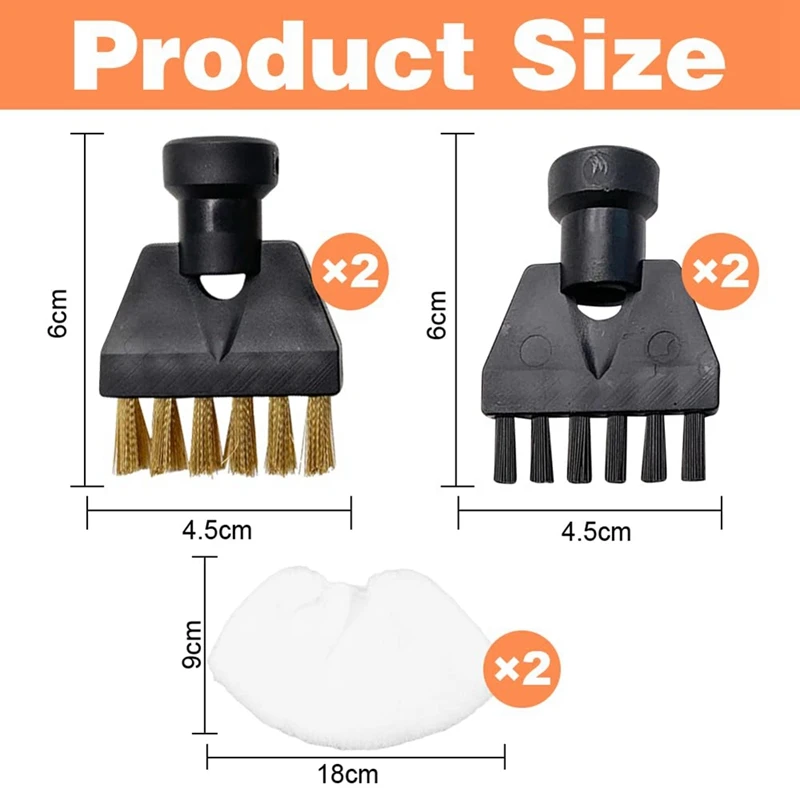 Steam Cleaner Accessories, Pack Of 4 Steam Cleaner Brushes With 2 Microfibre Covers For SC2 SC3 SC4 SC5 Steam Cleaner