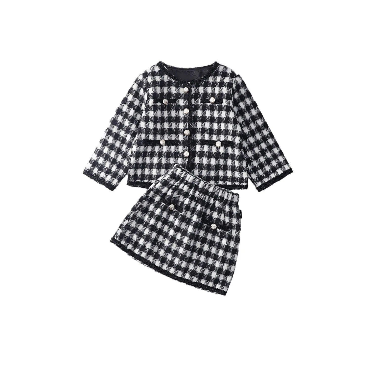 

Комплект из 2 клетчатых пальто и юбки для девочек, милый осенний модный комплект для детей