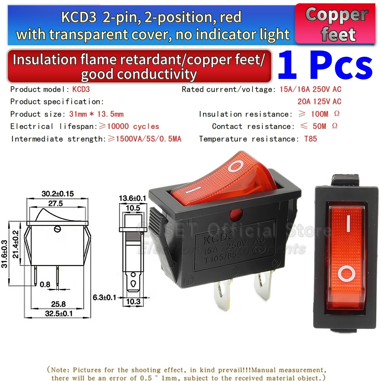 1 Stück KCD3 Wippschalter EIN-AUS-EIN 2 3 Positionen 2 3 Pins Elektrische Ausrüstung Mit Lichtschalter 15A16A 250V/220V 20A 125V AC – Detail 10