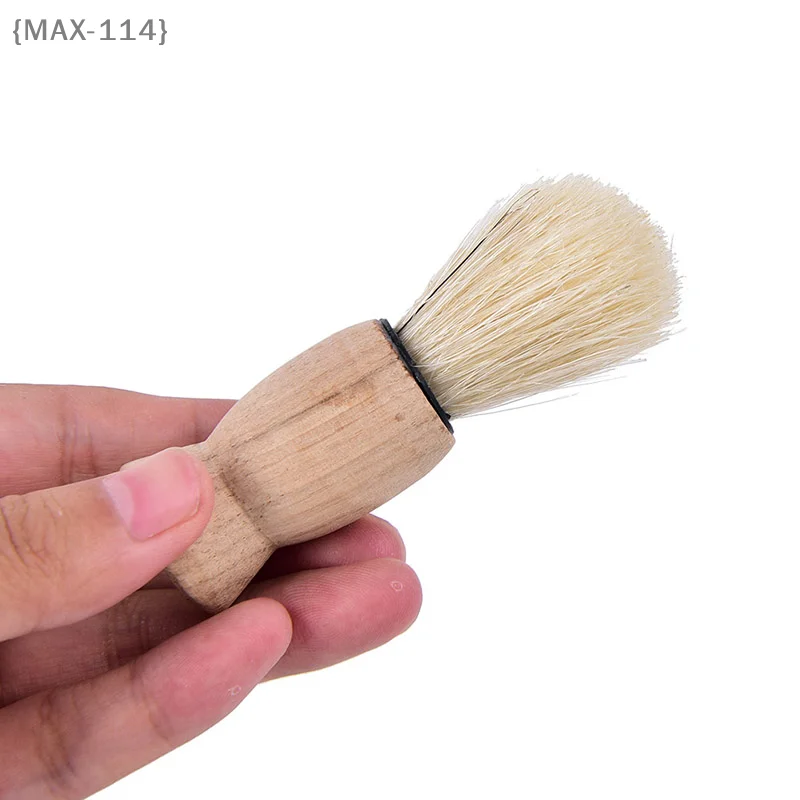 【F2-new】Brocha de afeitar profesional de pelo de tejón - Herramienta para el cuidado de la barba y el bigote con mango de madera para hombres