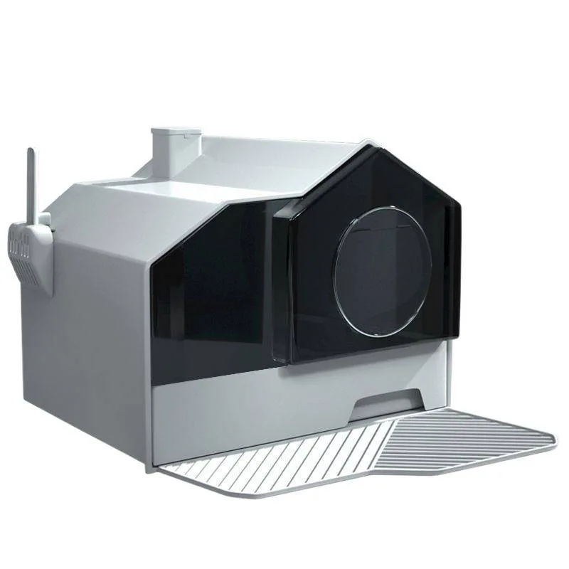 Caja de arena extra grande cerrada para gatos con control de olores