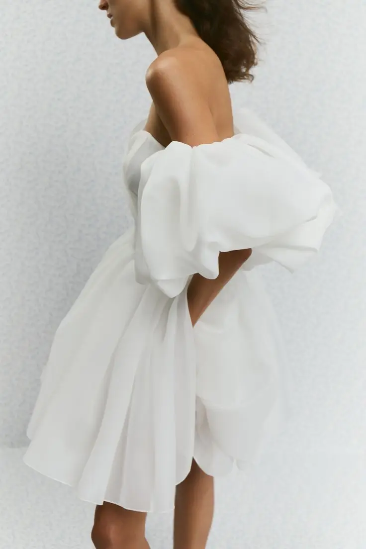 2026 ショートオフショルダーウェディングドレス女性取り外し可能なパフィースリーブブライダルガウンエレガントなアフターブライドパーティーベスティドスデノイバ