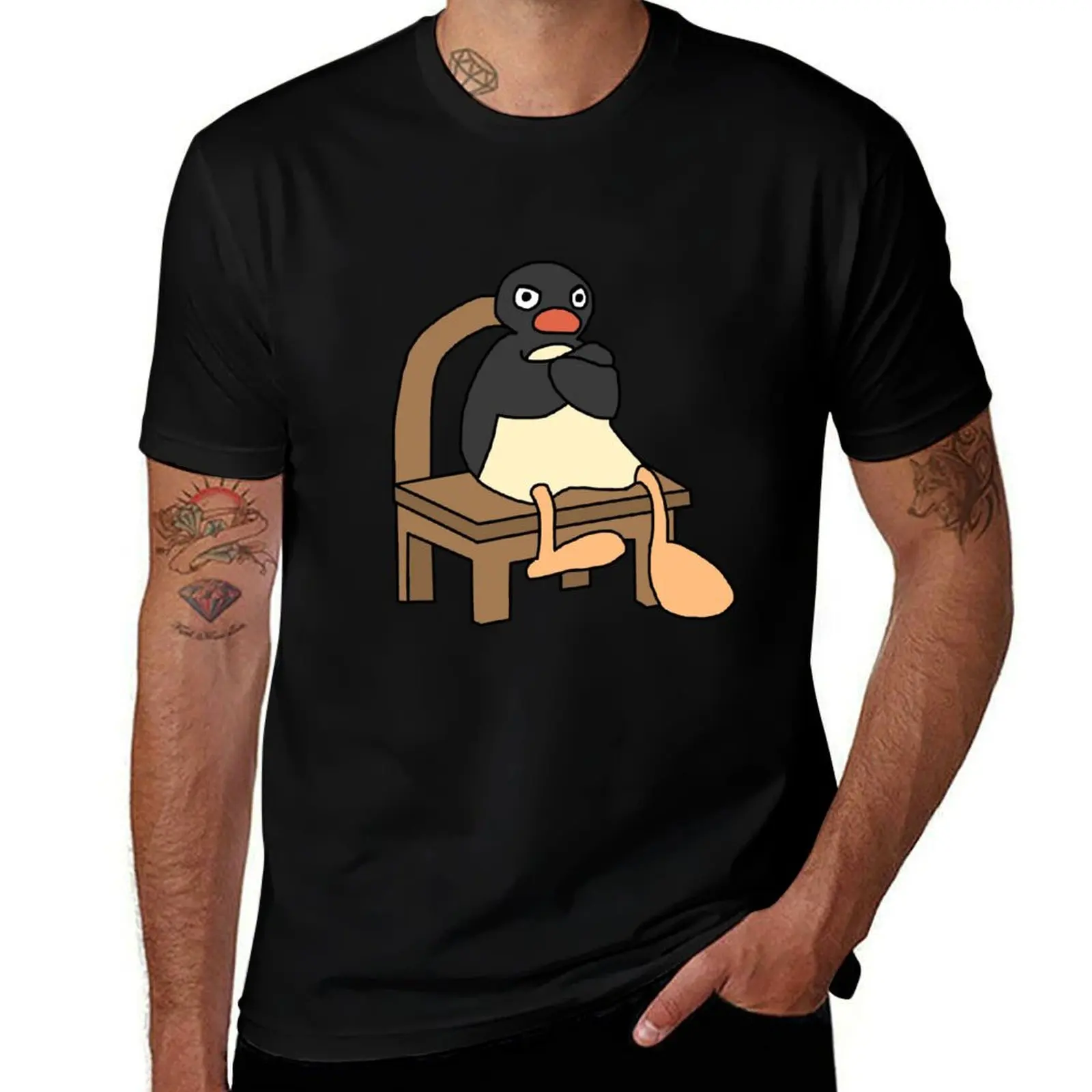 Angry Pingu T-Shirt Work Outdoor Short Sleeve Tee