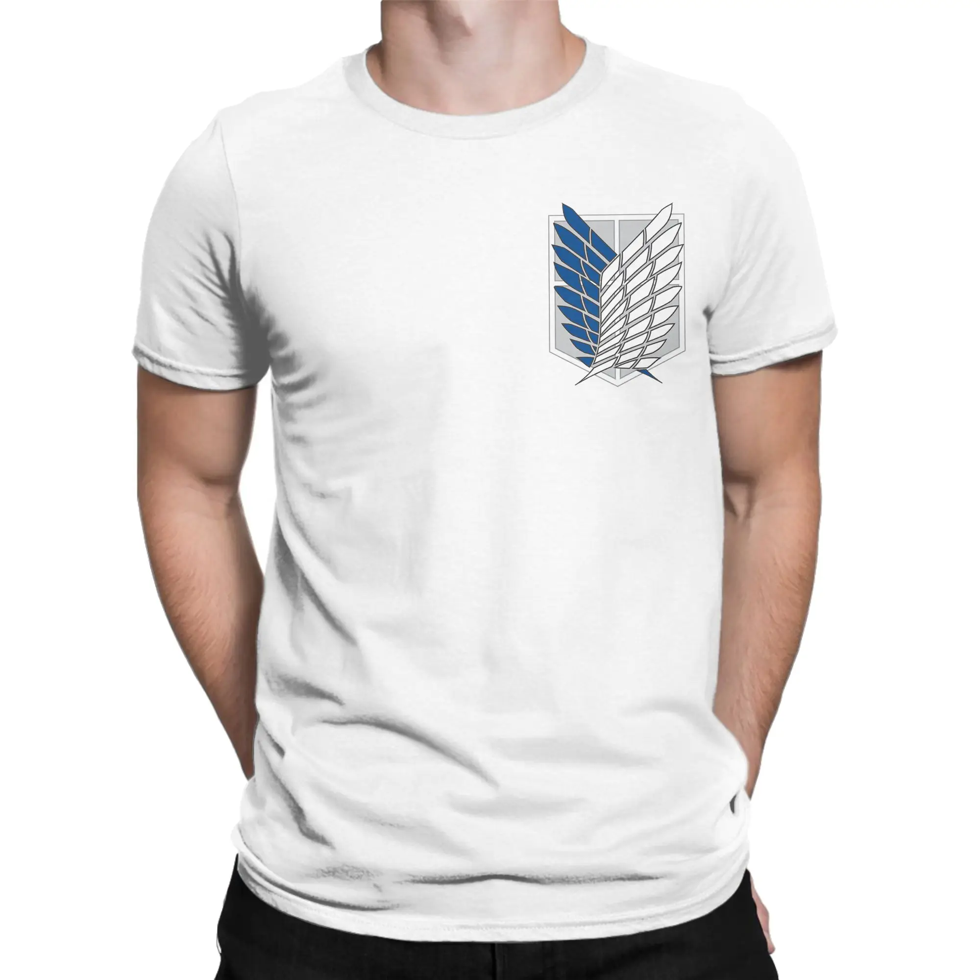 Attack on Titan Logo T-Shirt Men Shingeki no Kyojin Vintage Pure Cotton Tees Crew Neck Short Sleeve T Shirt Summer Clothes