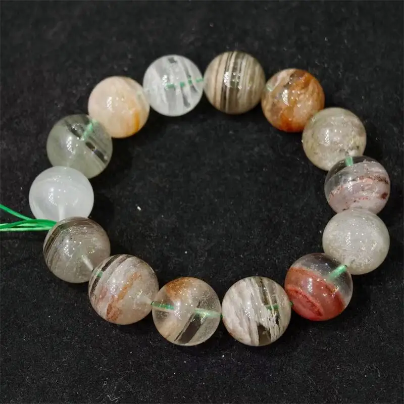 

16MM Natural Colored Thousands Of Layers Of Ghost Quartz Bracelet Handmade Fortune Energy Mineral Woman Jewelry Gift 1PCS