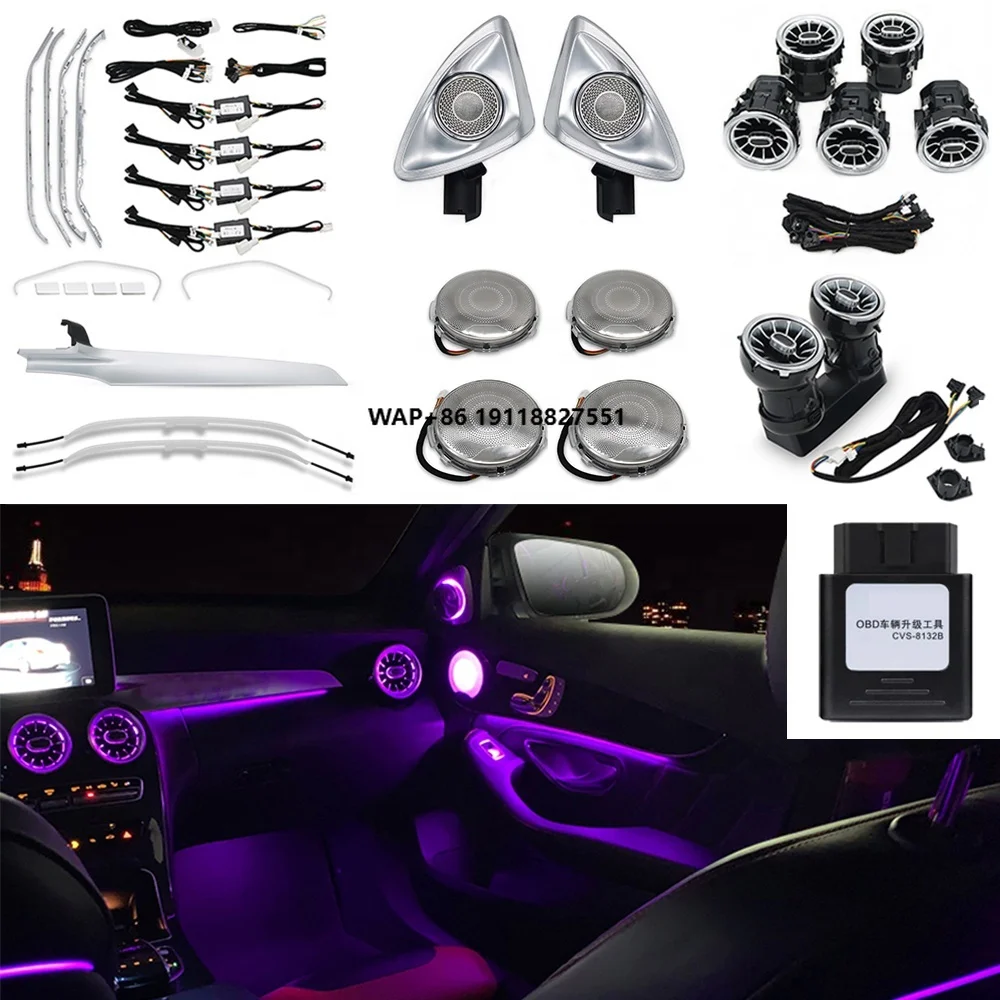 

Car Front Rear Air Vent 3D Rotating Tweeter Speaker 64 Colors Ambient Light for C-class W205 GLC X253