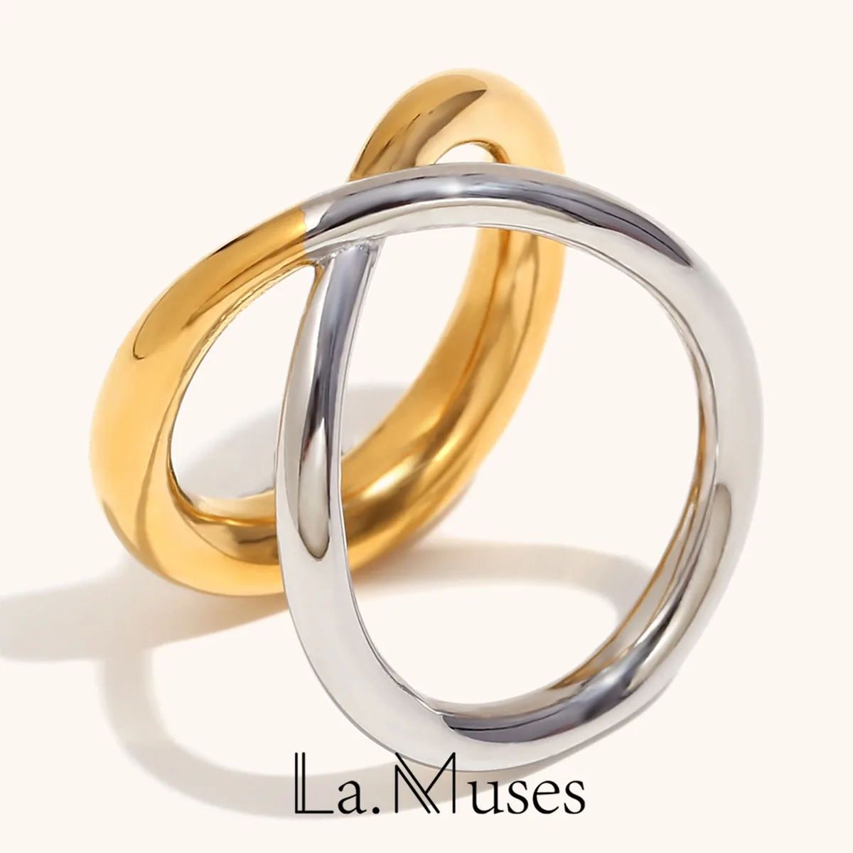 La. Muses Simple Cross Line Mix Color Double Layer Stainless Steel Earrings Women Trend Jewelry Christmas Gift