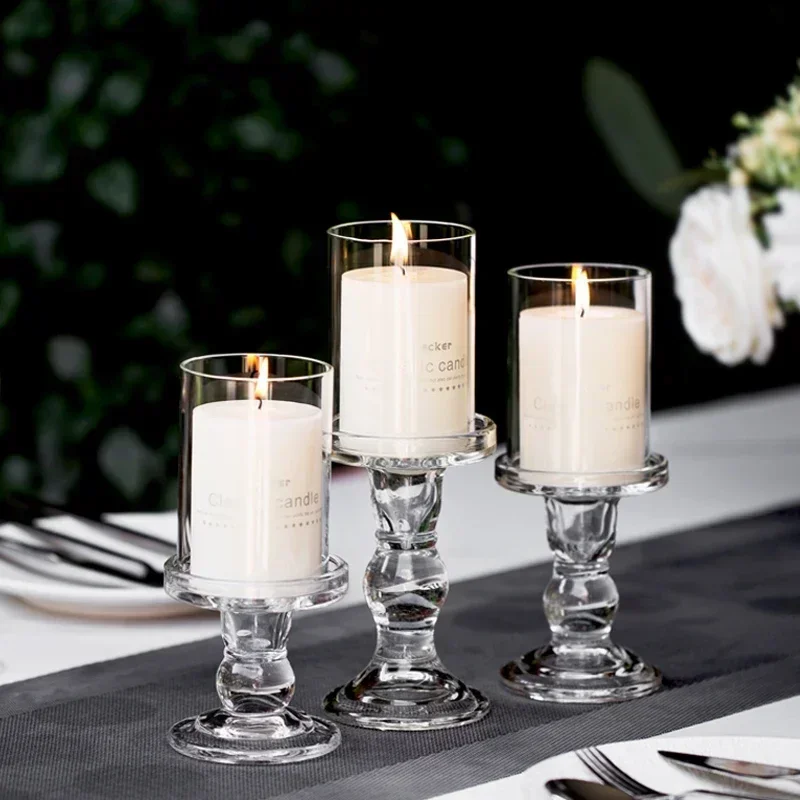 

Transparent glass candles holder romantic candle light dinner retro home decor hotel wedding restaurant birthday candle holders