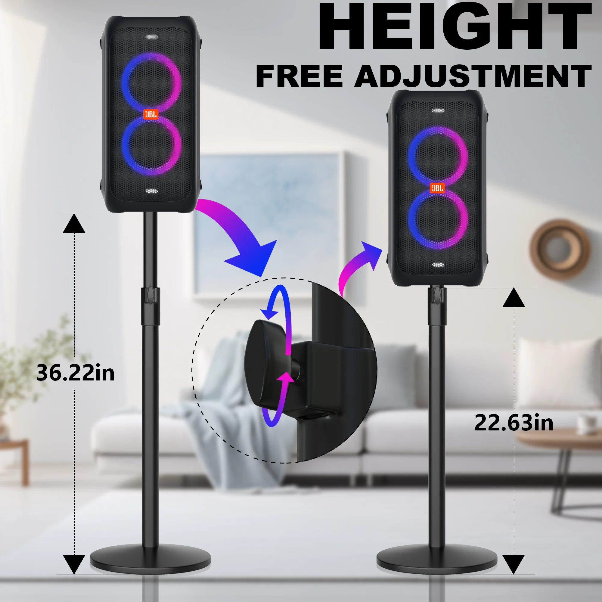 Speaker Stand,Height Adjustable Extend 22.63\