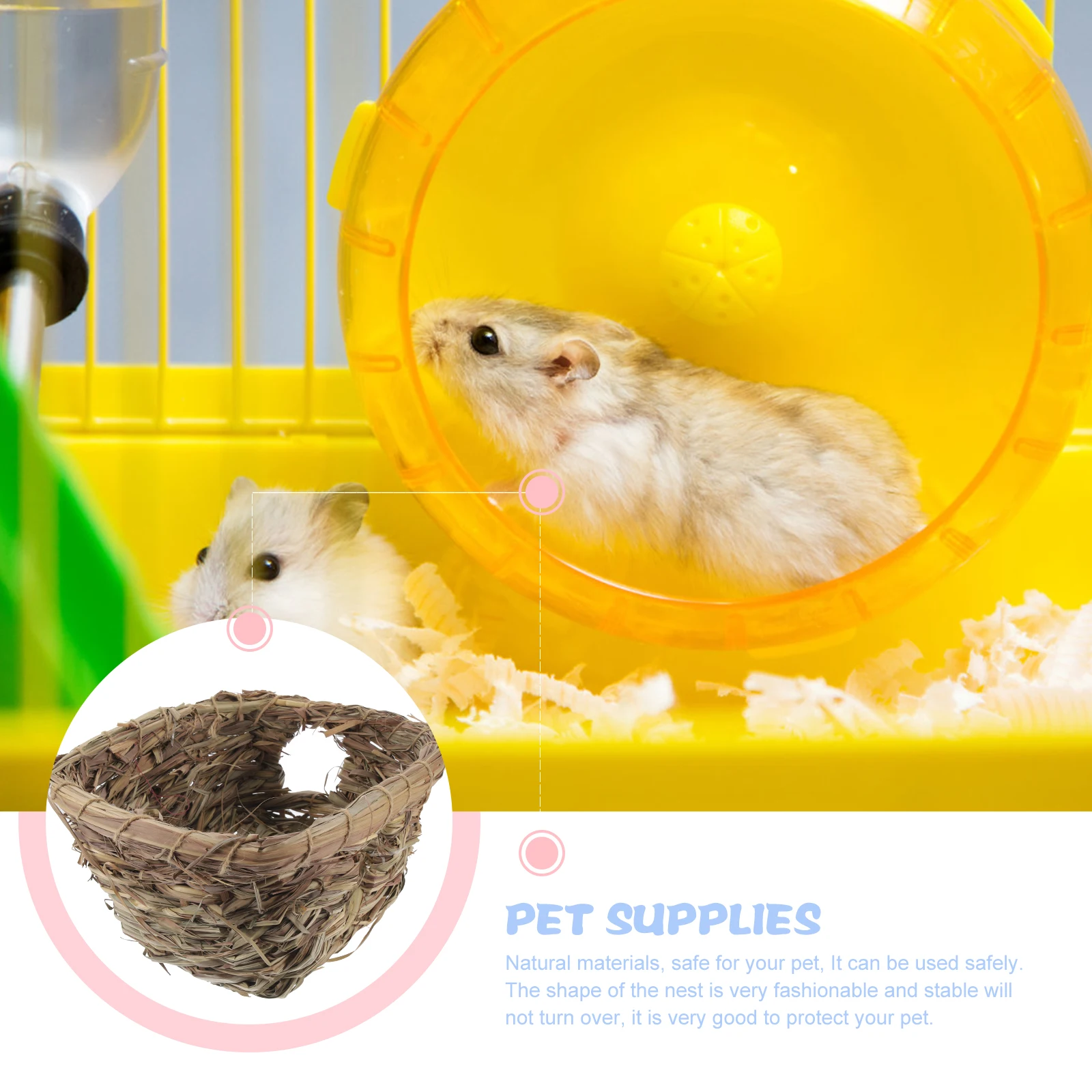 

1Pcs Grass Woven Pet Nest Adorable Warm Hut Small Pet Ecofriendly Material Handmade Breathable Wearresistant