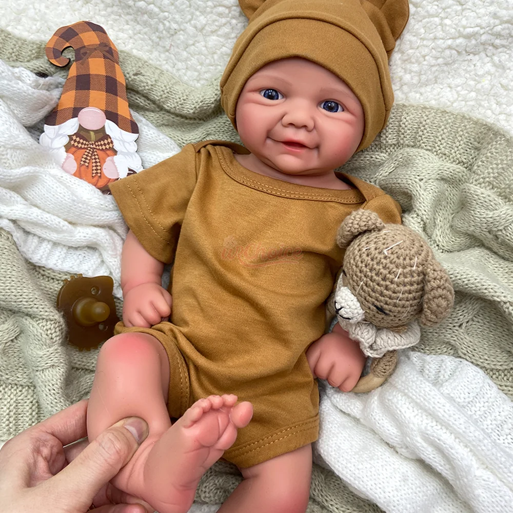 17 Zoll Weiche Silikon-Reborn-Babypuppe, Lebensechte Reborn-Kleinkindpuppe Vivienne, Realistische Babypuppe, Neugeborenen-Puppe Mädchen & Junge mit Blauen Augen