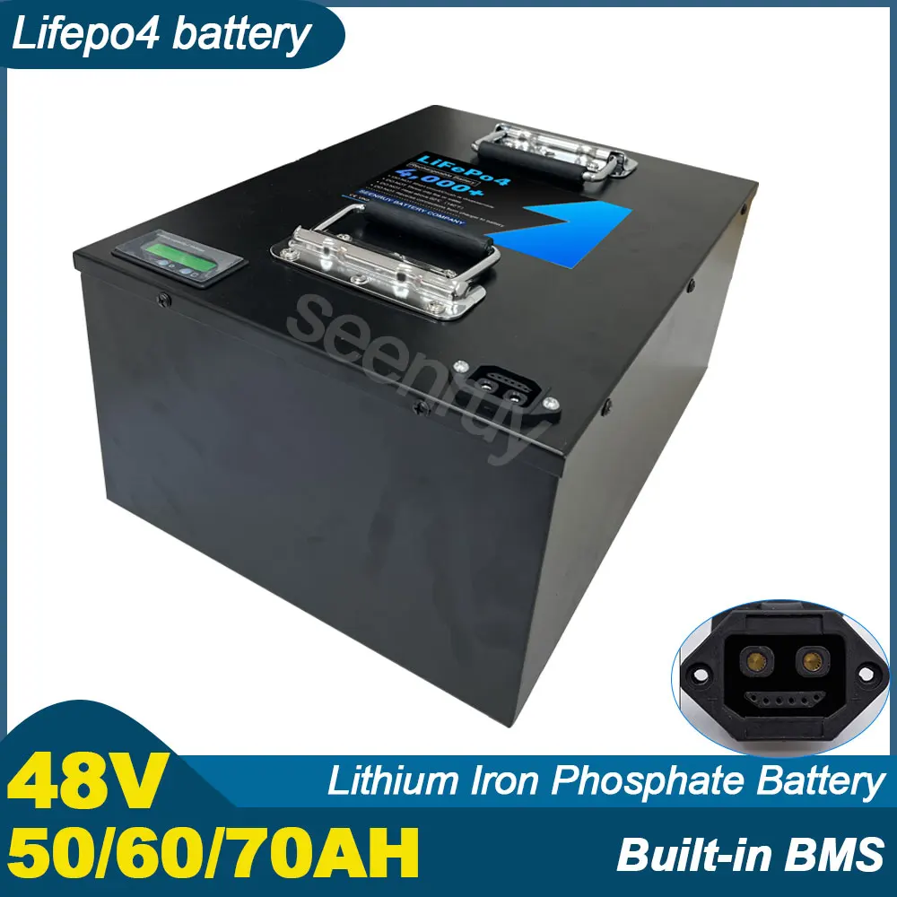 48V 50AH 60AH 70AH Lifepo4 With Charger 80A 100A 150A 180A Lithium Iron Phosphate Battery For Ebike Tricycle Motorcycle Scooter