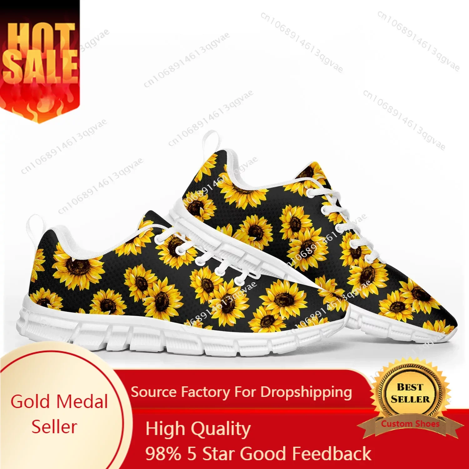 

Sunflower Yellow Flower Sports Shoes Mens Womens Teenager Kids Children Sneakers Casual Custom High Quality Couple Shoes White