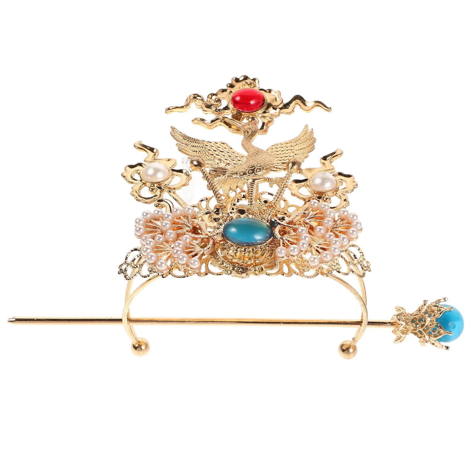 

Традиционная корона-заколка для волос в древнем стиле Ханьфу для мужчин, с золотыми камнями, из сплава, для косплея и сценических выступлений, для причесок Ханьфу