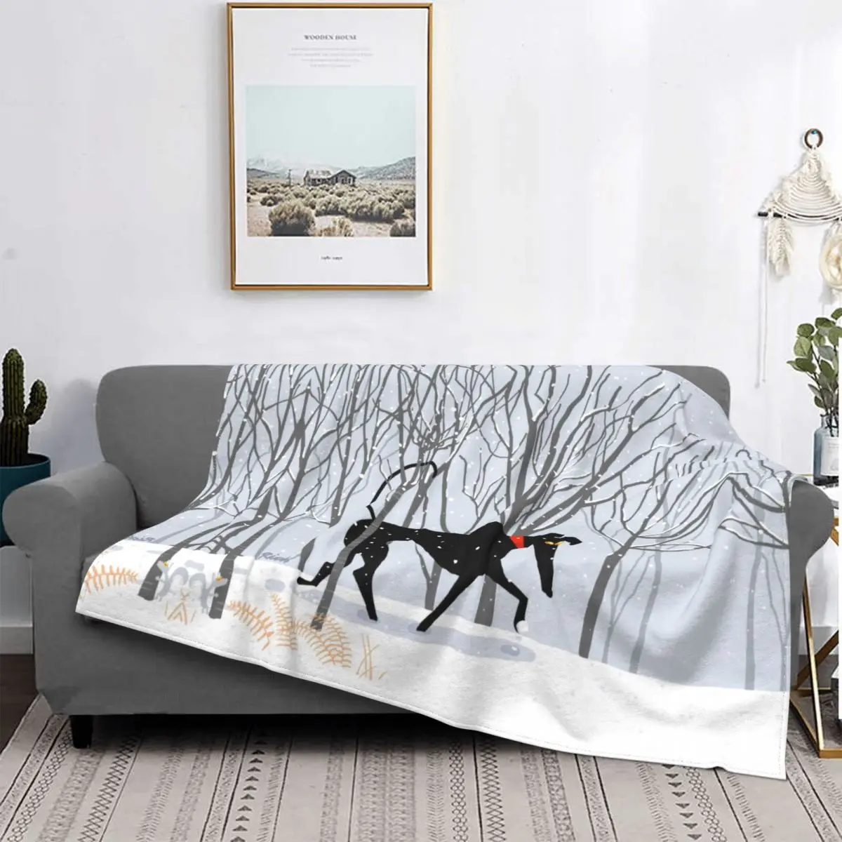 Greyhound Winter Hound Blankets Comfortable Soft Flannel Winter Whippet Sighthound Dog Throw Blanket for Couch Outdoor Bedding