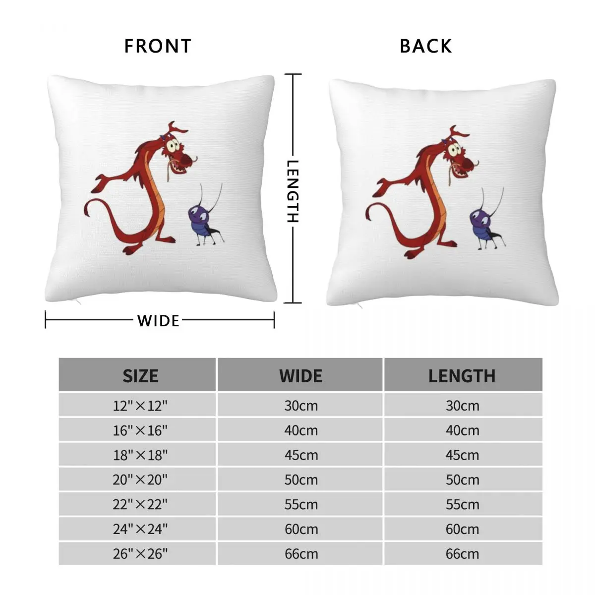 Mushu From Mulan Square Pillowcase Pillow Cover Cushion Zip Decorative Comfort Throw Pillow for Home Sofa