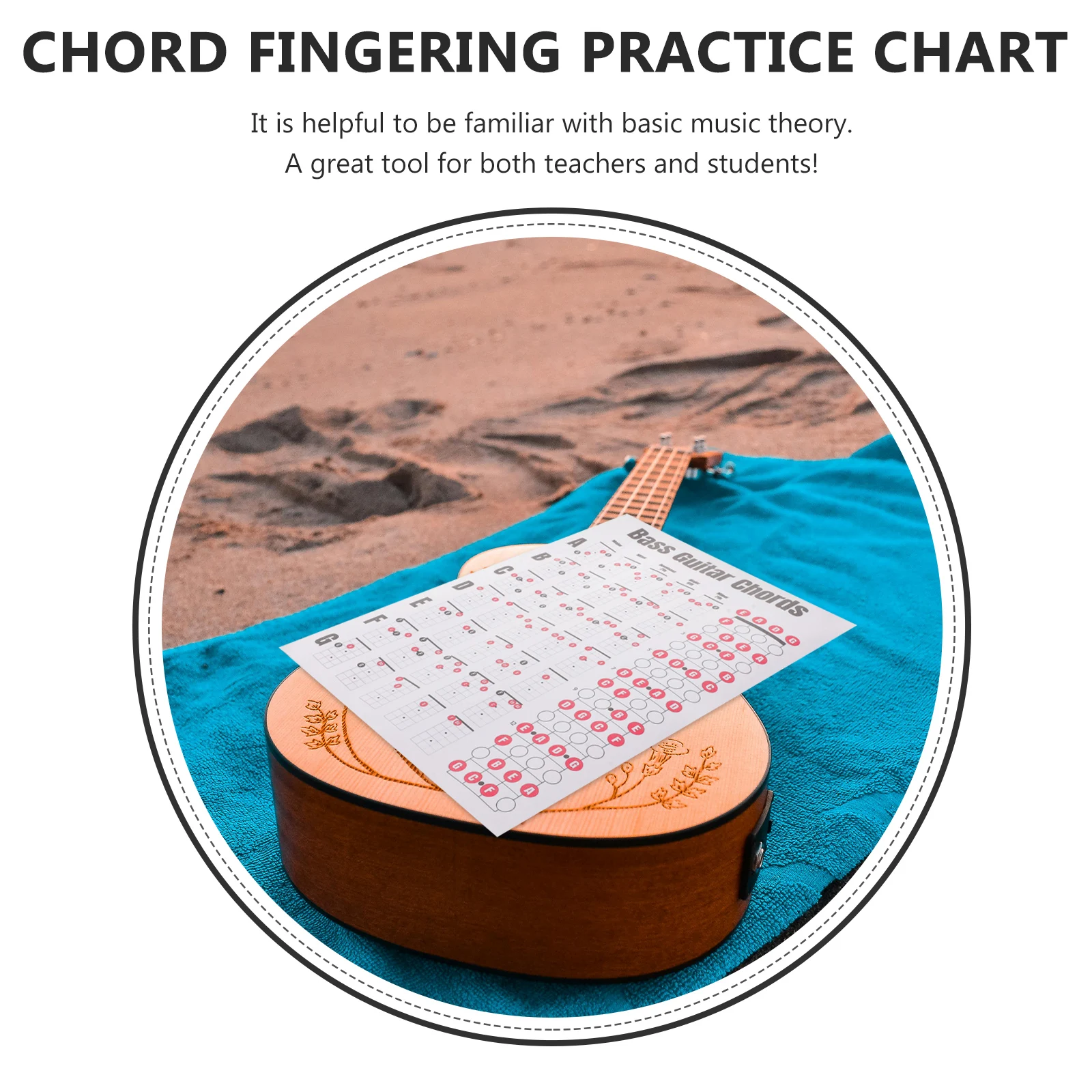 

Matte Bass Guitar Chord Poster Beginner Wear-Resistant Durable Music Learning Reference Wall Chart Educational Tool Students