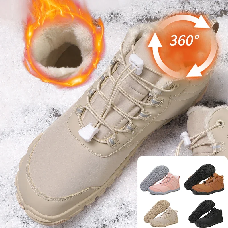 Botines de nieve impermeables para hombre, zapatos informales de trabajo, cálidos, de piel, talla grande, Invierno