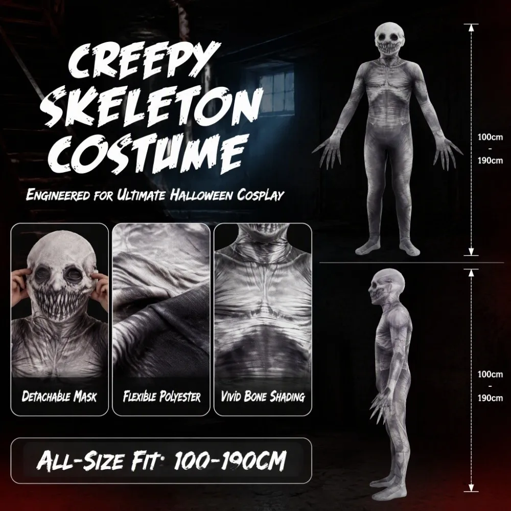 Zombie Halloween Cosplay Costume Elastic Separate Headgear Cosplay Clothing Props Festival Carnival Party Skeleton Costume Party